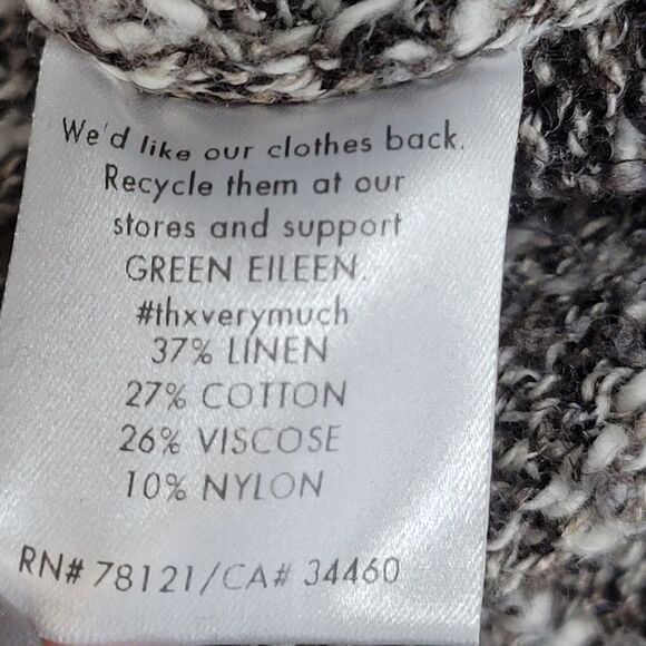Eileen Fisher Linen Blend Sweater Size Medium Brown Ivory Marled Textured Knit - Picture 10 of 11